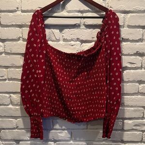 Reformation Pinto Smocked Puff Sleeve Top in Nigella Red